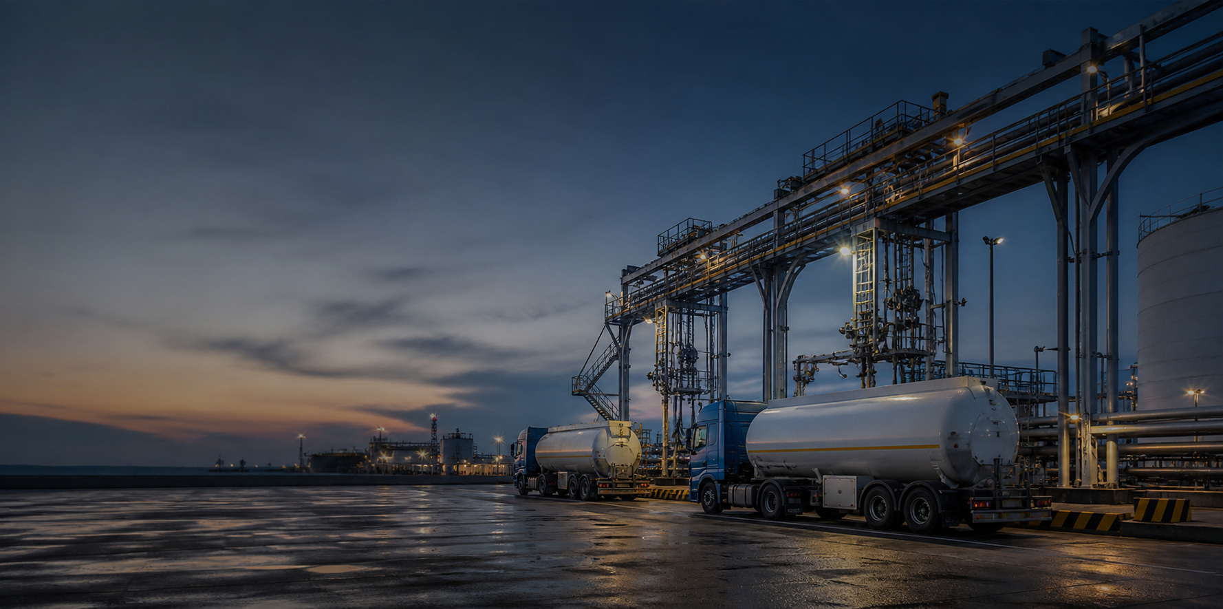 Bulk gas loading at an inland plant