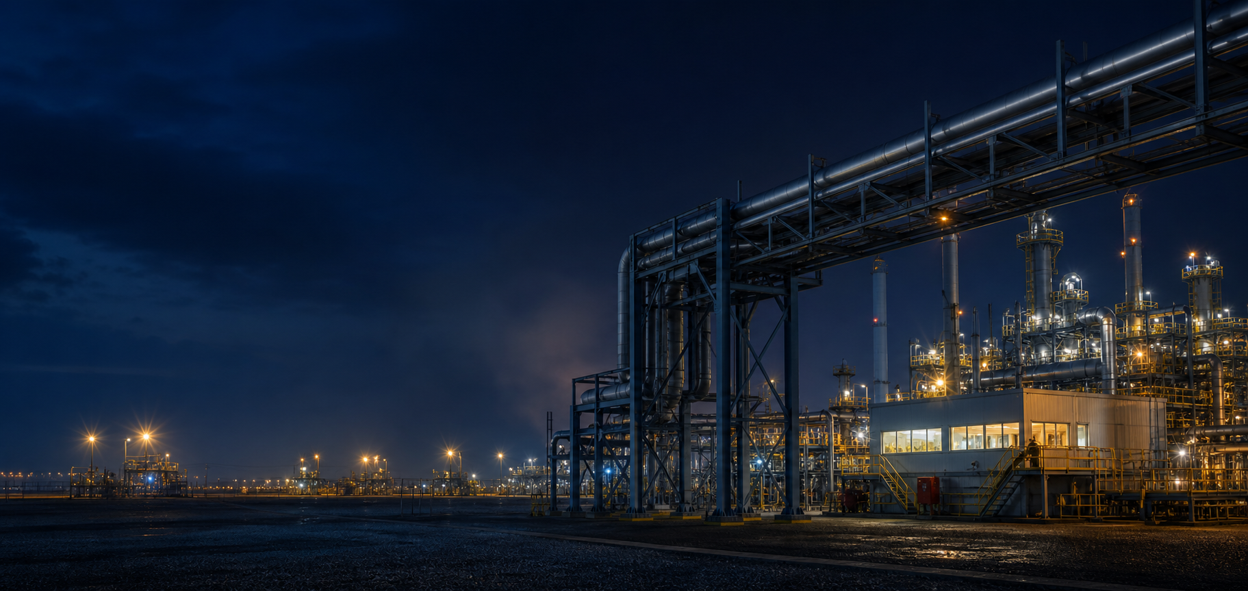 Night operations at a gas processing gantry
